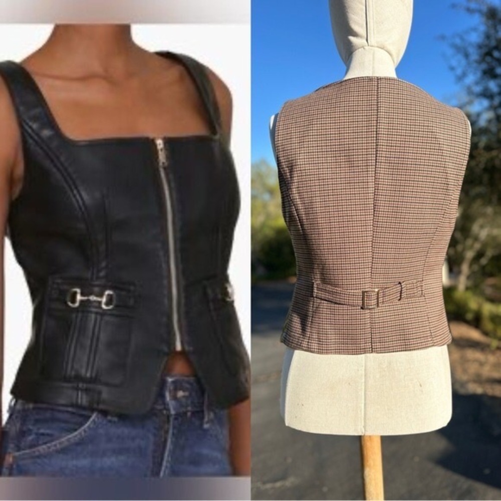 7 for all mankind faux leather vest NWT